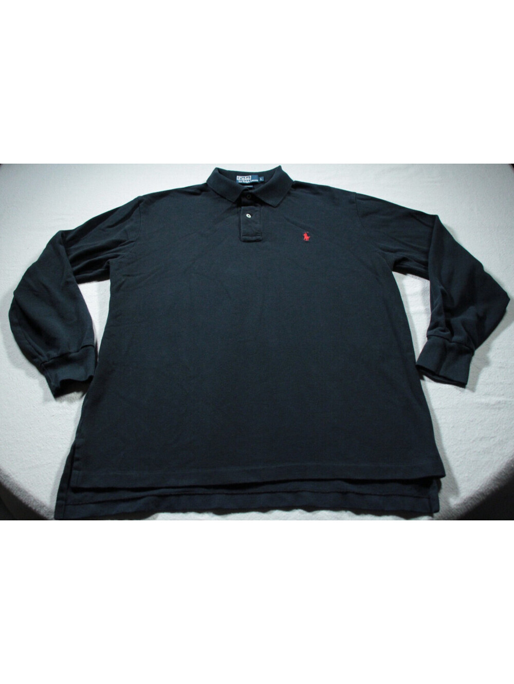 Vintage Polo Ralph Lauren Long Sleeve Polo Shirt Red Pony L Black